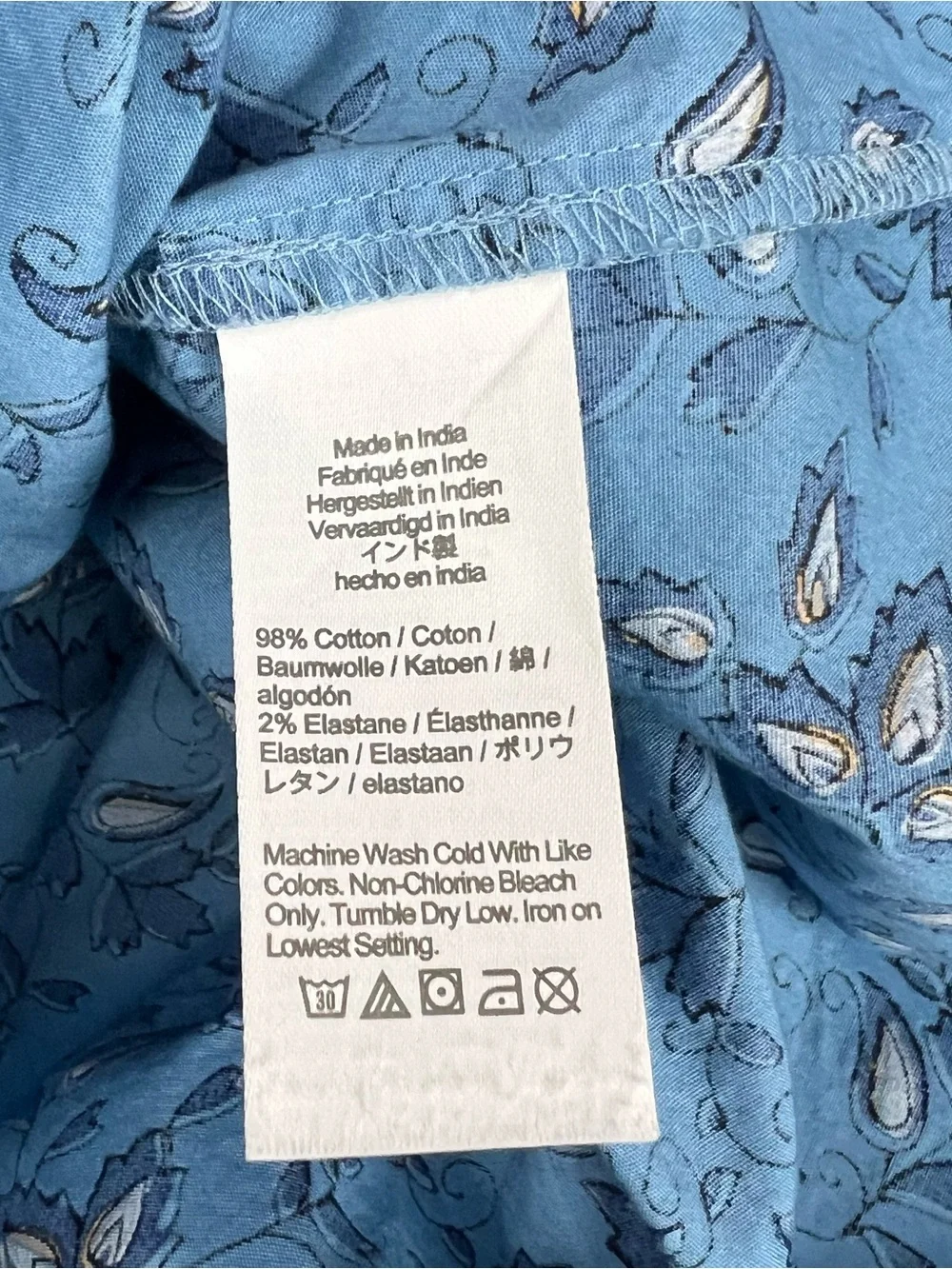 J. Crew Floral Paisley Printed Smocked Cuff Poplin Blouse Blue 2024 Size L